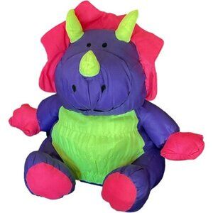 Stuffins Triceratops Dinosaur Neon Purple Green Pink Vintage Parachute 14"